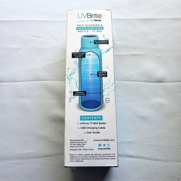 UVBrite Self Cleaning Water Bottle 18 oz NEW - Picture 5 of 6